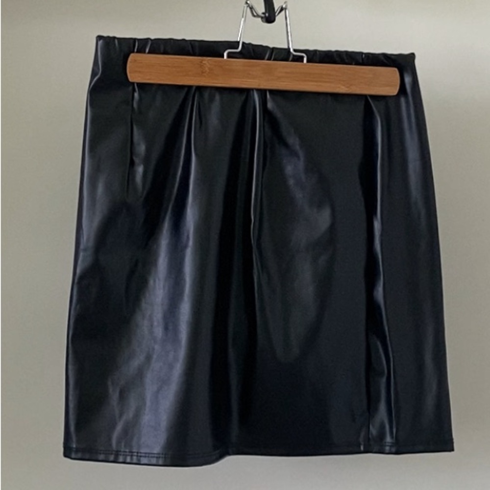 mini black pencil skirt with slit, size medium
